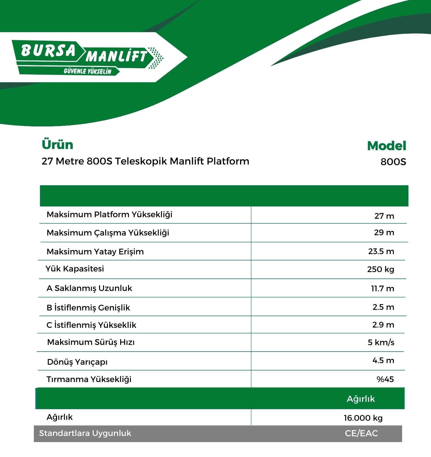 27 Metre 800S Teleskopik Manlift Platform (1)