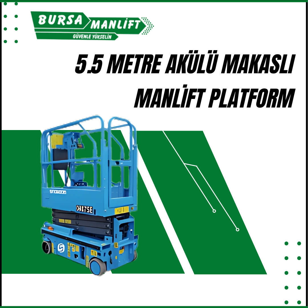 5.5 metre akülü makaslı manlift